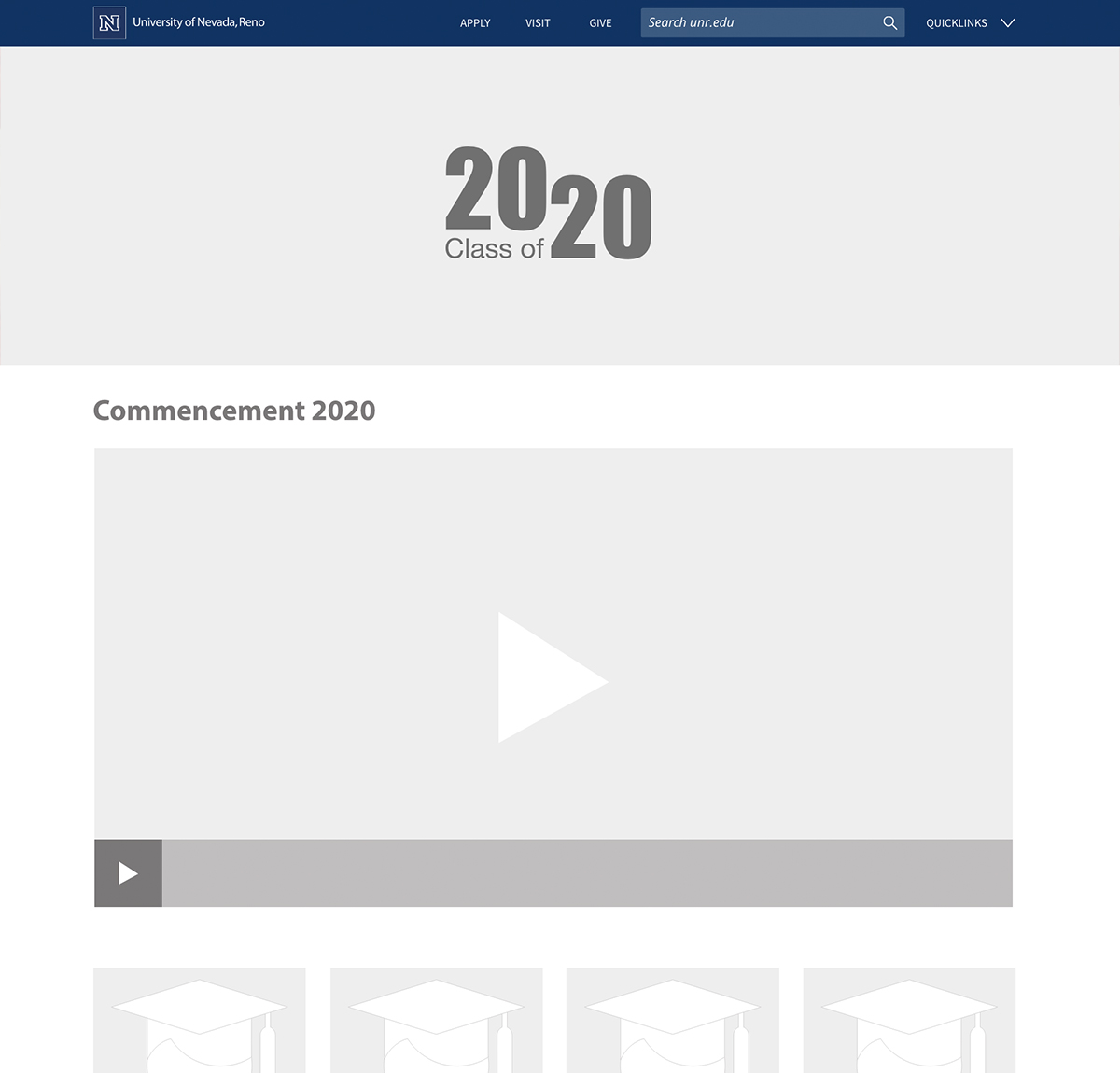 Virtual Celebrations People Listing Page with Video Header Wire Frame