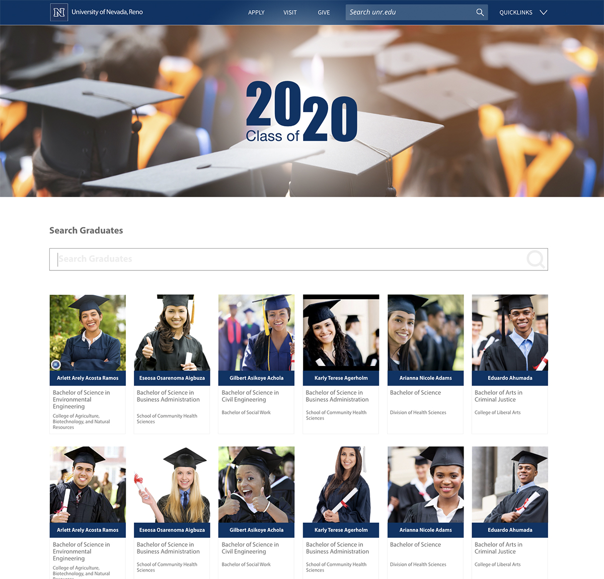 Virtual Celebrations People Listing Page